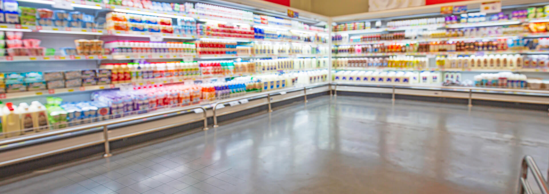 supermarket aisle and shelves blurred background